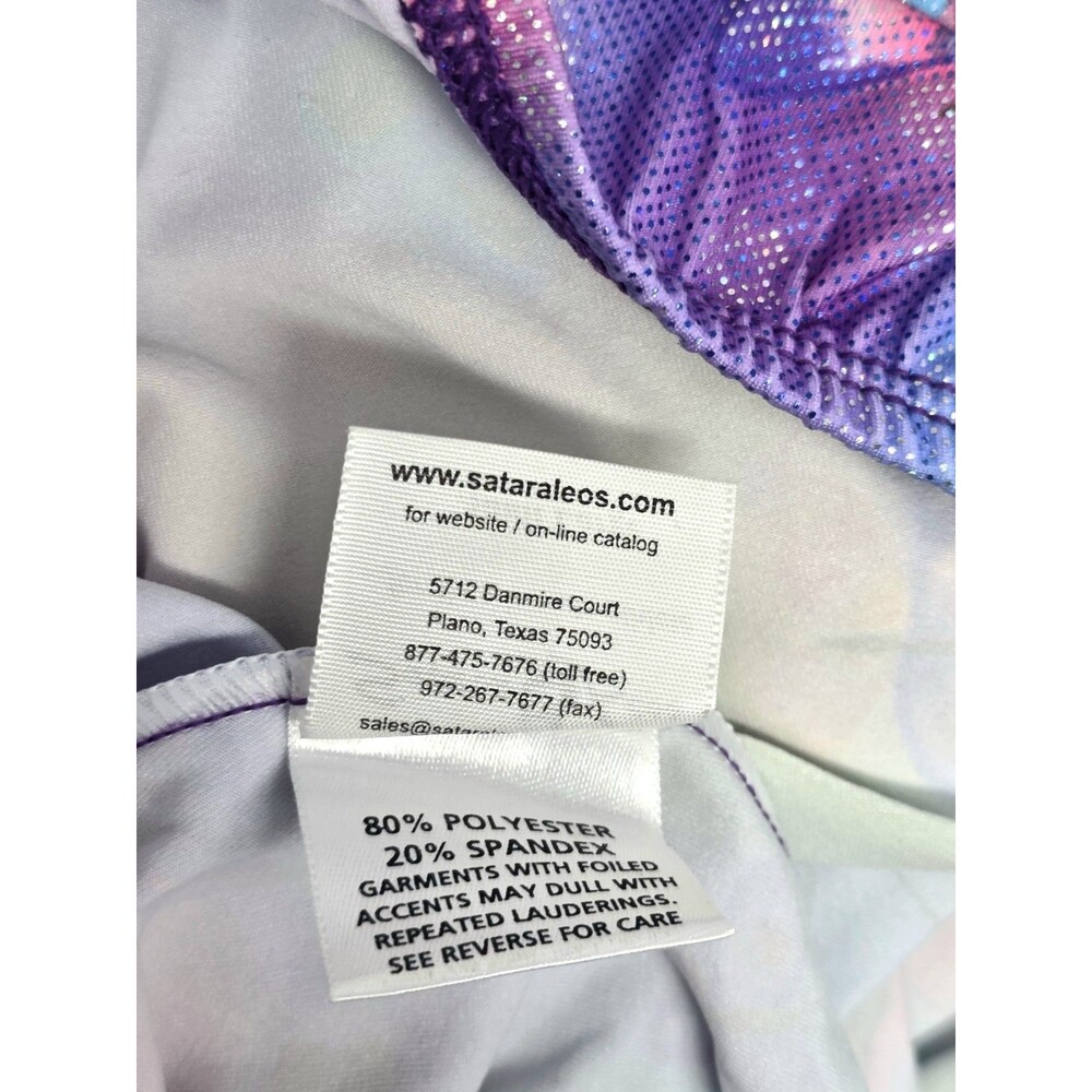 Satara VTG Neon Tie Dye Butterfly Sparkle Accent Tank Crossback Leotard Size AL - Picture 16 of 16
